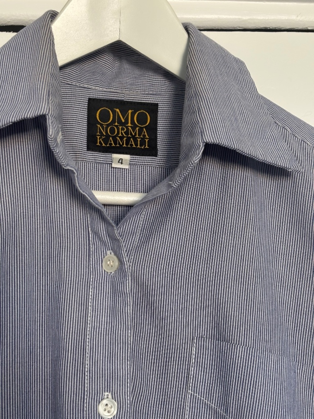 Vintage Norma Kamali Striped Fitted Button up Blouse Omo Hipster 4